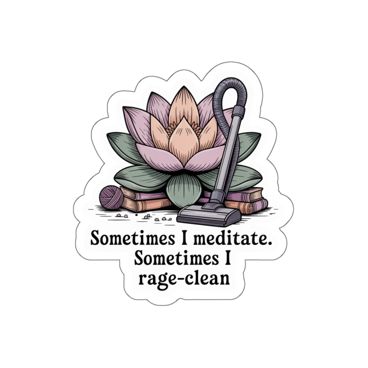Sometimes I meditate. Sometimes I rage-clean Die-Cut Sticker
