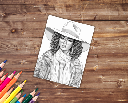 Black Queens Fashion Coloring Book, Digital Download