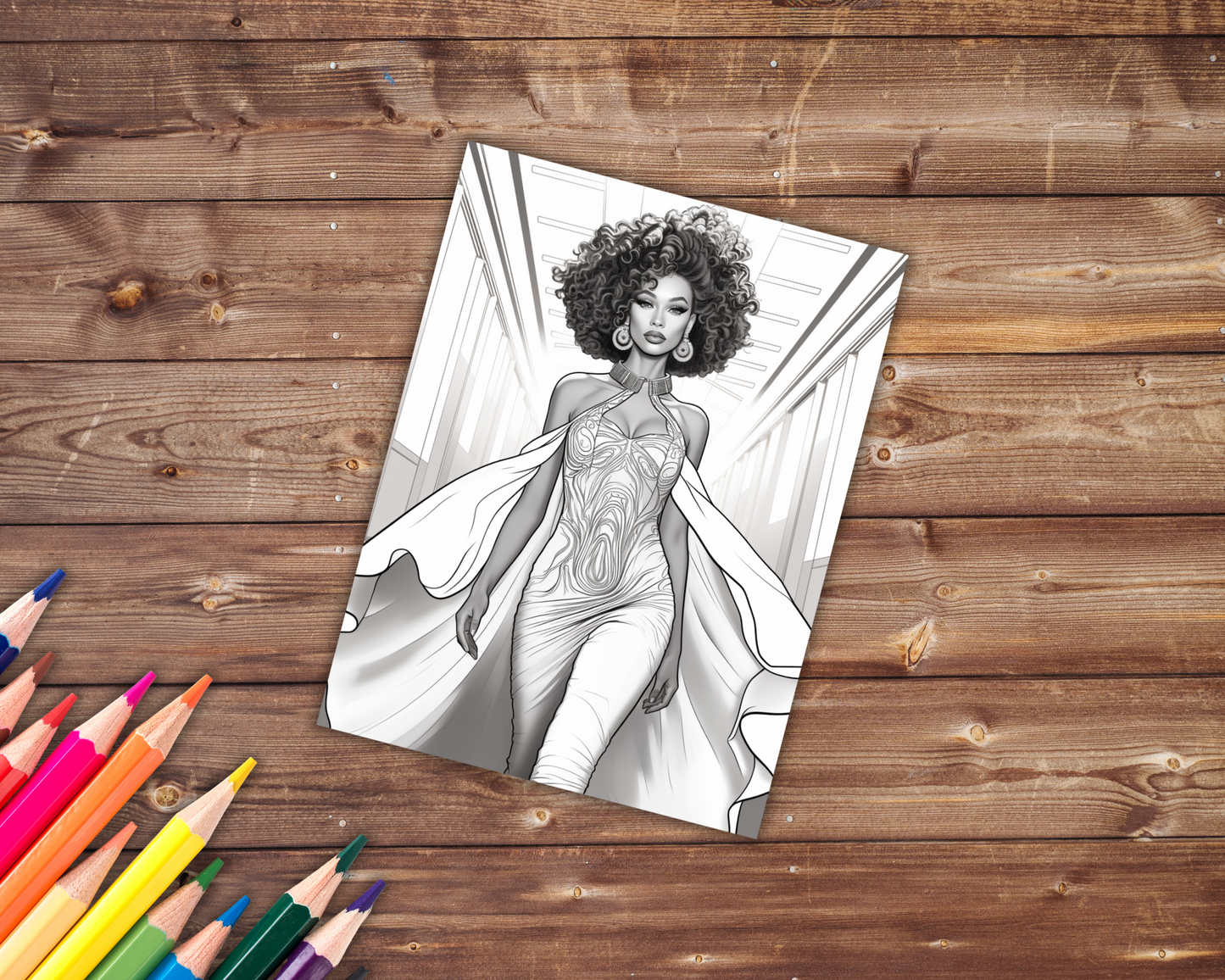 Black Queens Fashion Coloring Book, Digital Download