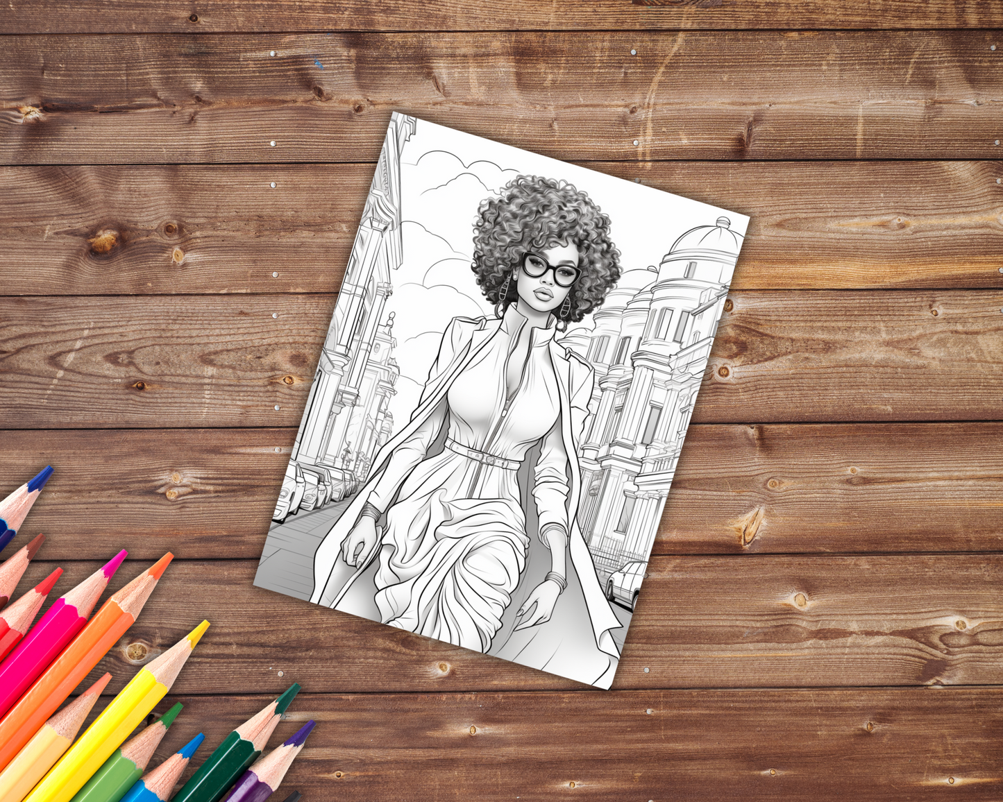 Black Queens Fashion Coloring Book, Digital Download