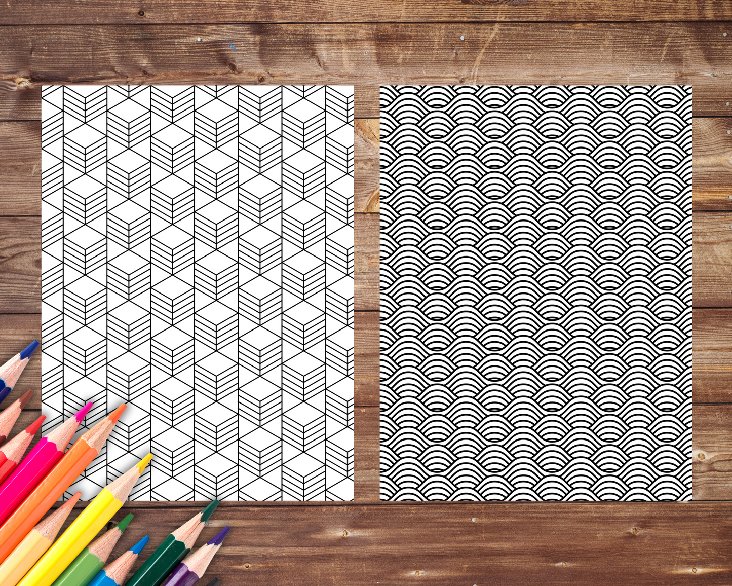 Geometric Patterns Coloring Book, Digital Download