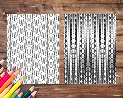 Geometric Patterns Coloring Book, Digital Download