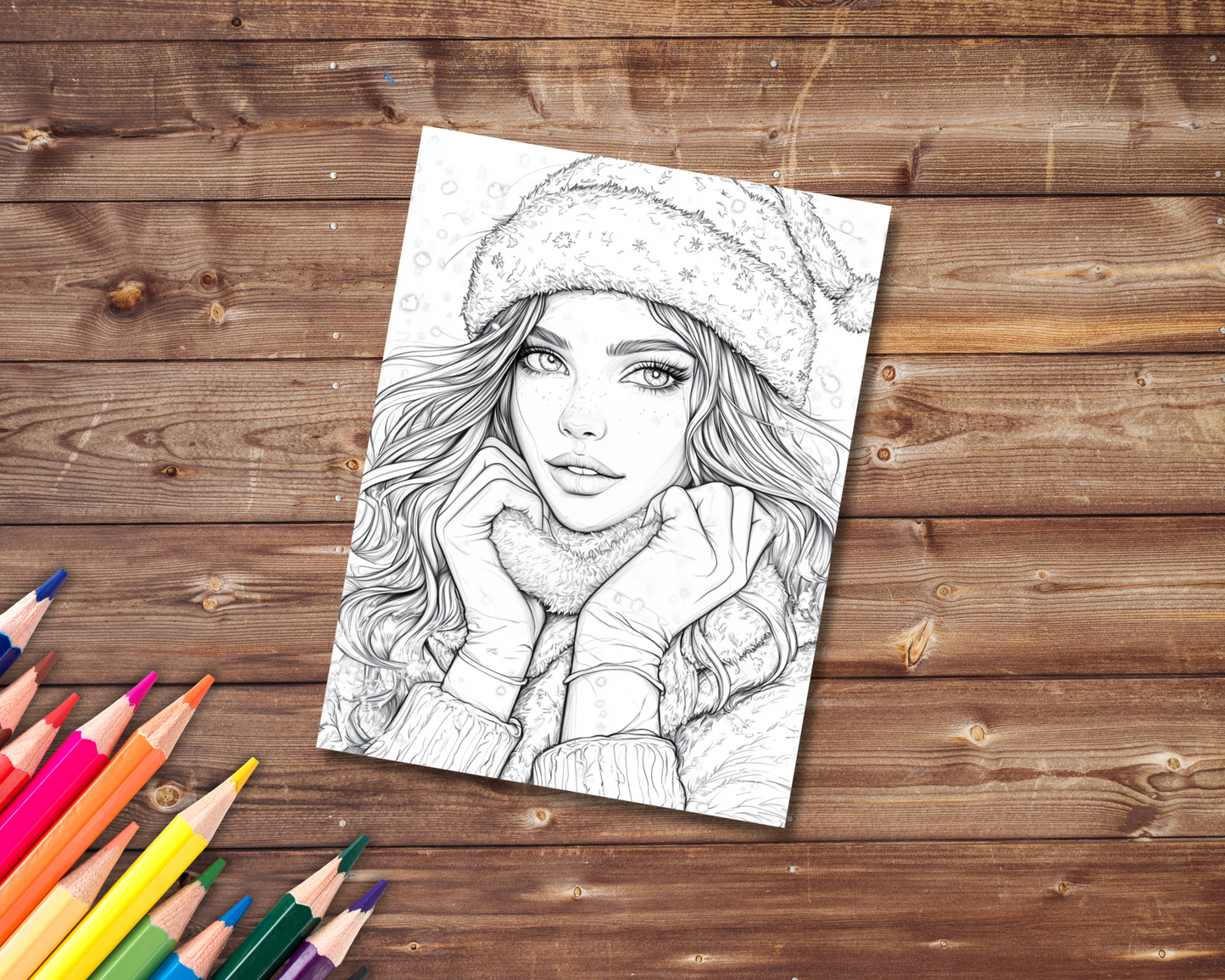 Christmas Beauties Coloring Book, Digital Download