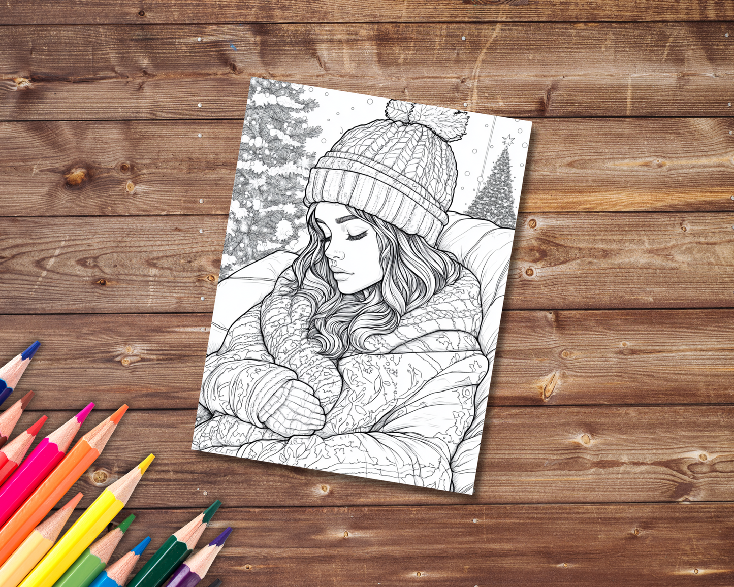 Christmas Beauties Coloring Book, Digital Download