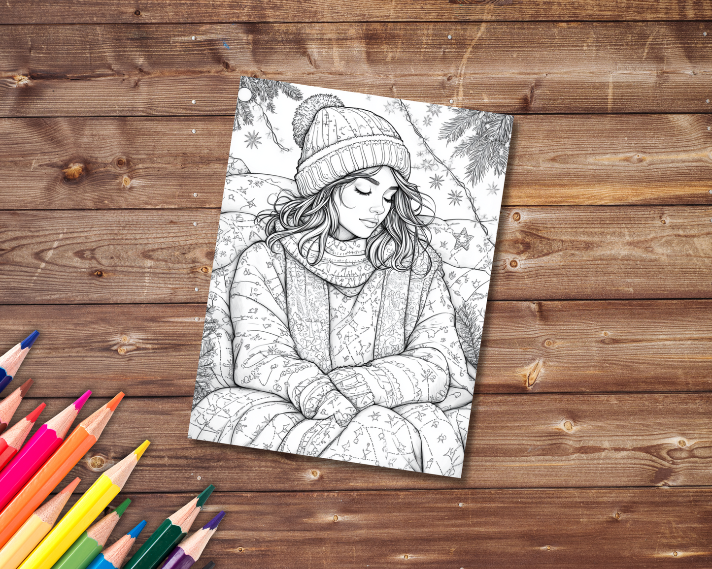 Christmas Beauties Coloring Book, Digital Download