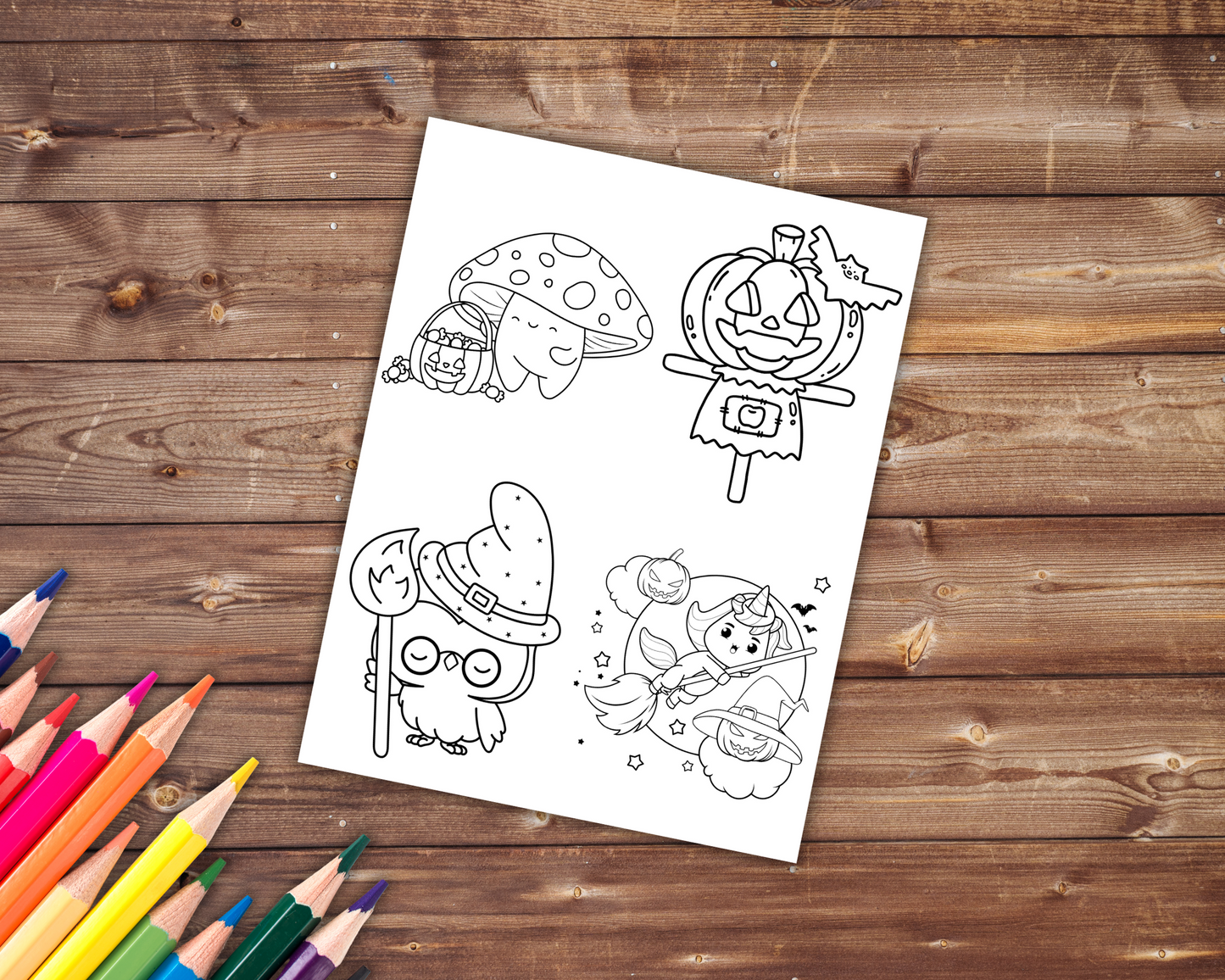 Simple Cute Kawaii Halloween Sheets for Adults and Kids, Printable PDF