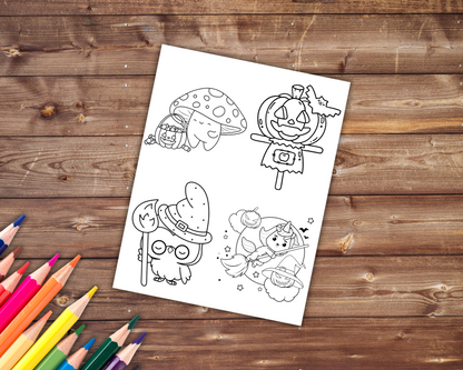 Simple Cute Kawaii Halloween Sheets for Adults and Kids, Printable PDF