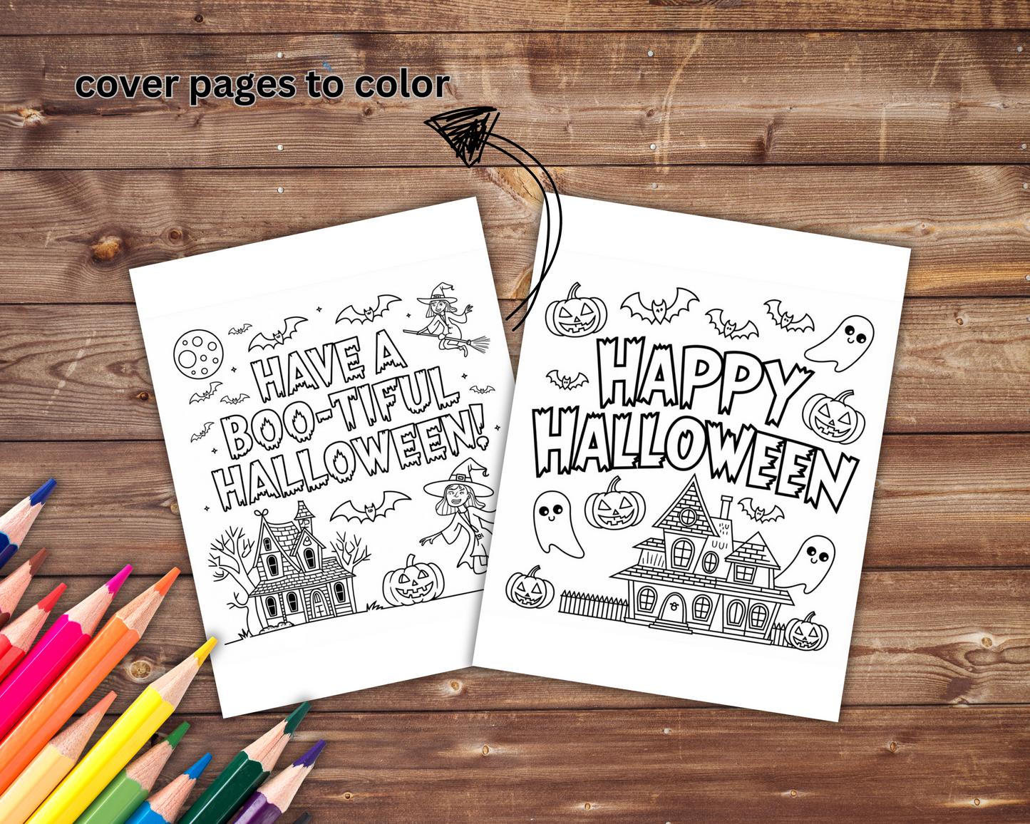 Simple Cute Kawaii Halloween Sheets for Adults and Kids, Printable PDF