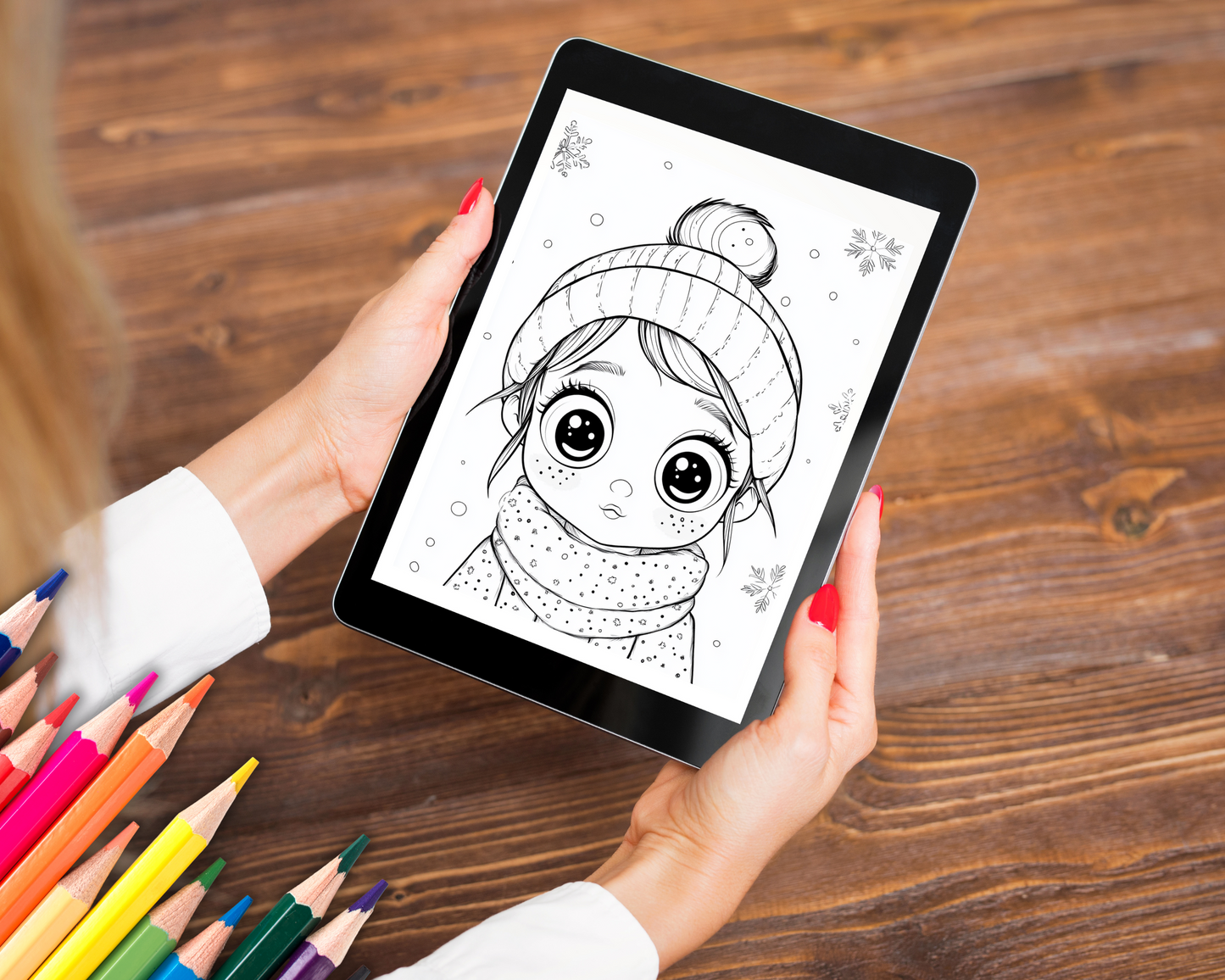 Easy Cute Kawaii Christmas Coloring Book, Digital Download