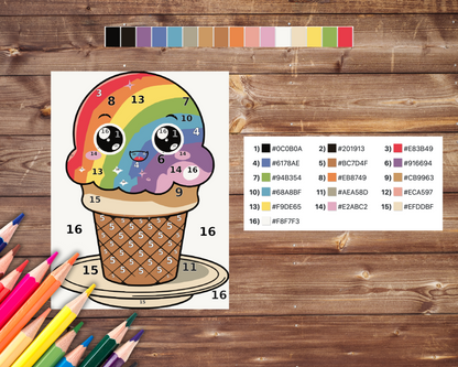 Food Kawaii Color By Number, Digital Download