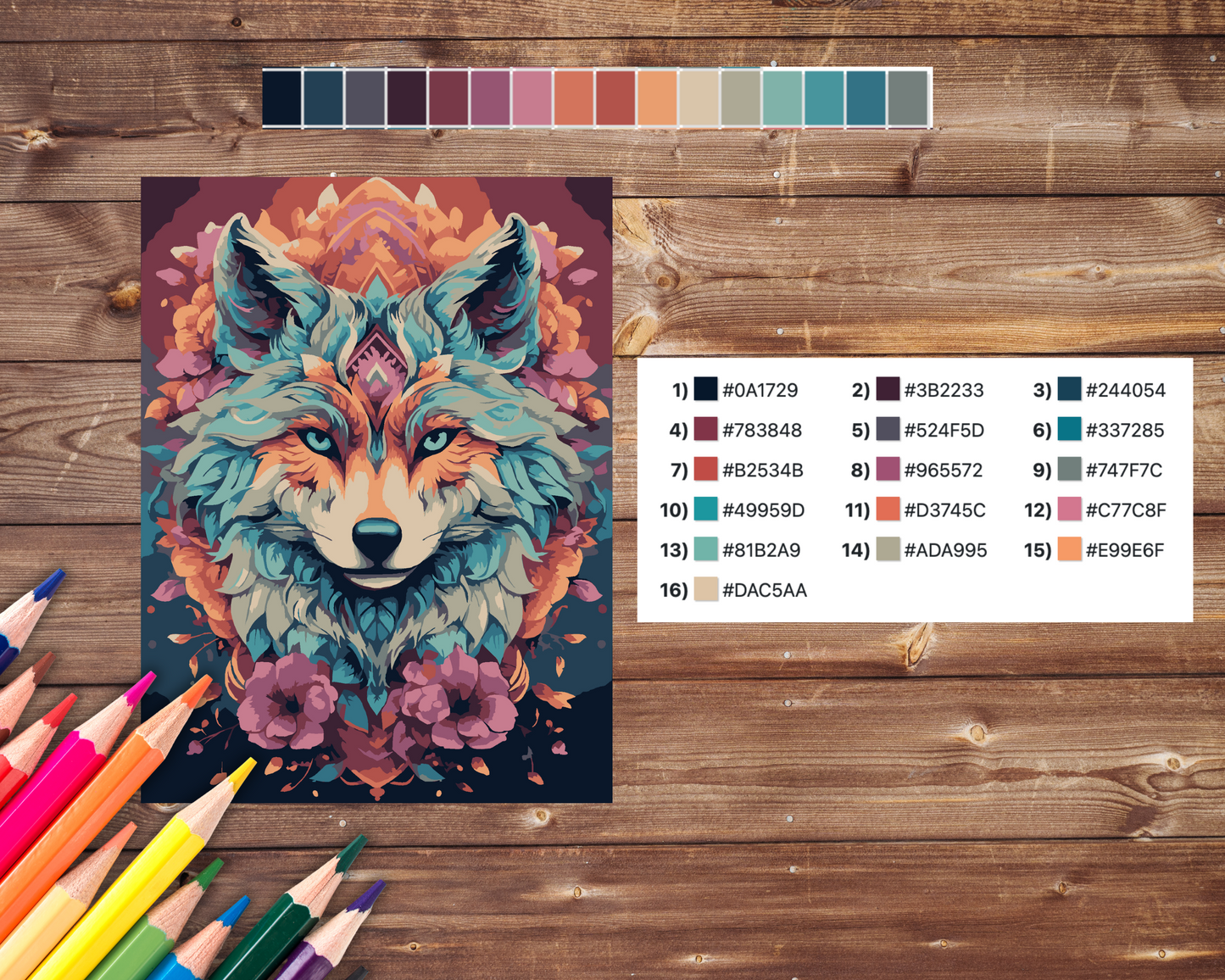 Color By Number for Adult, Fox Mandala Paint by Number, Printable Coloring Pages Sheets, Digital Download, PDF, PNG