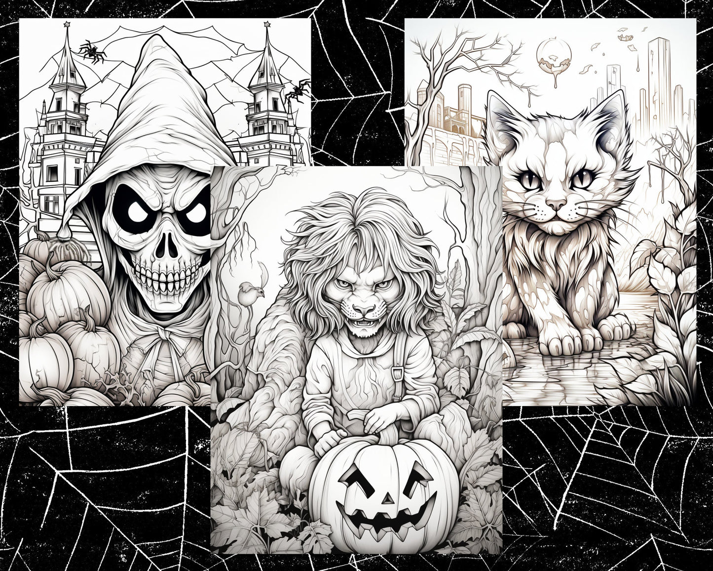 Spooky Halloween Coloring Book, Digital Download