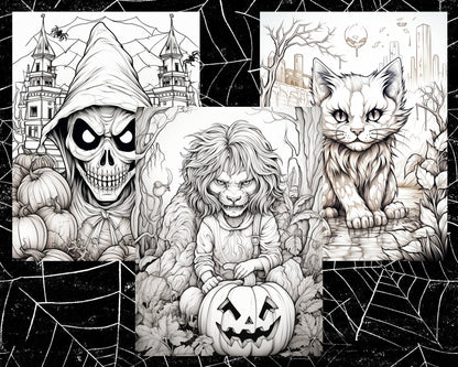 Spooky Halloween Coloring Book, Digital Download