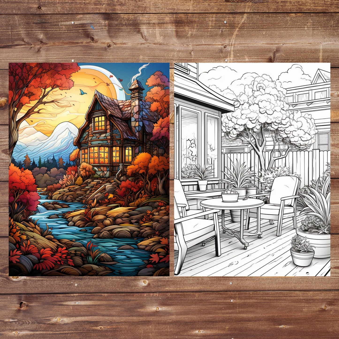 Beautiful Fall Coloring Book, Digital Download