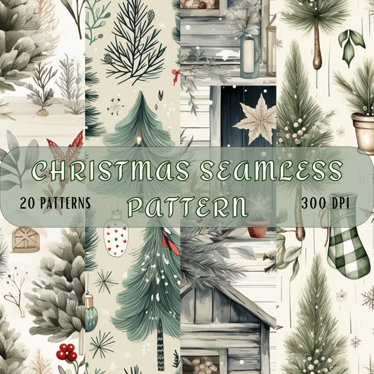 christmas seamless patterns digital download