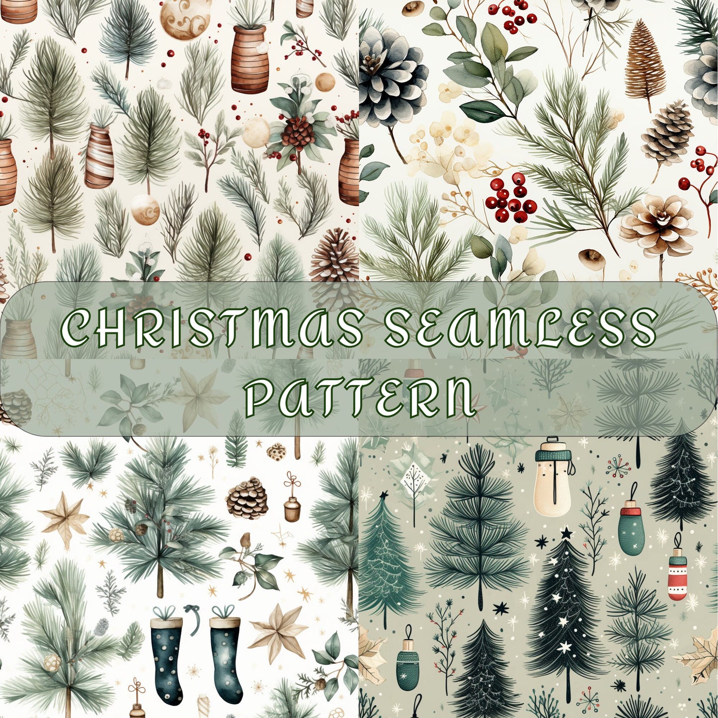 Christmas Seamless Patterns, Digital Download