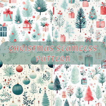 Pastel Christmas Seamless Pattern, Digital Download