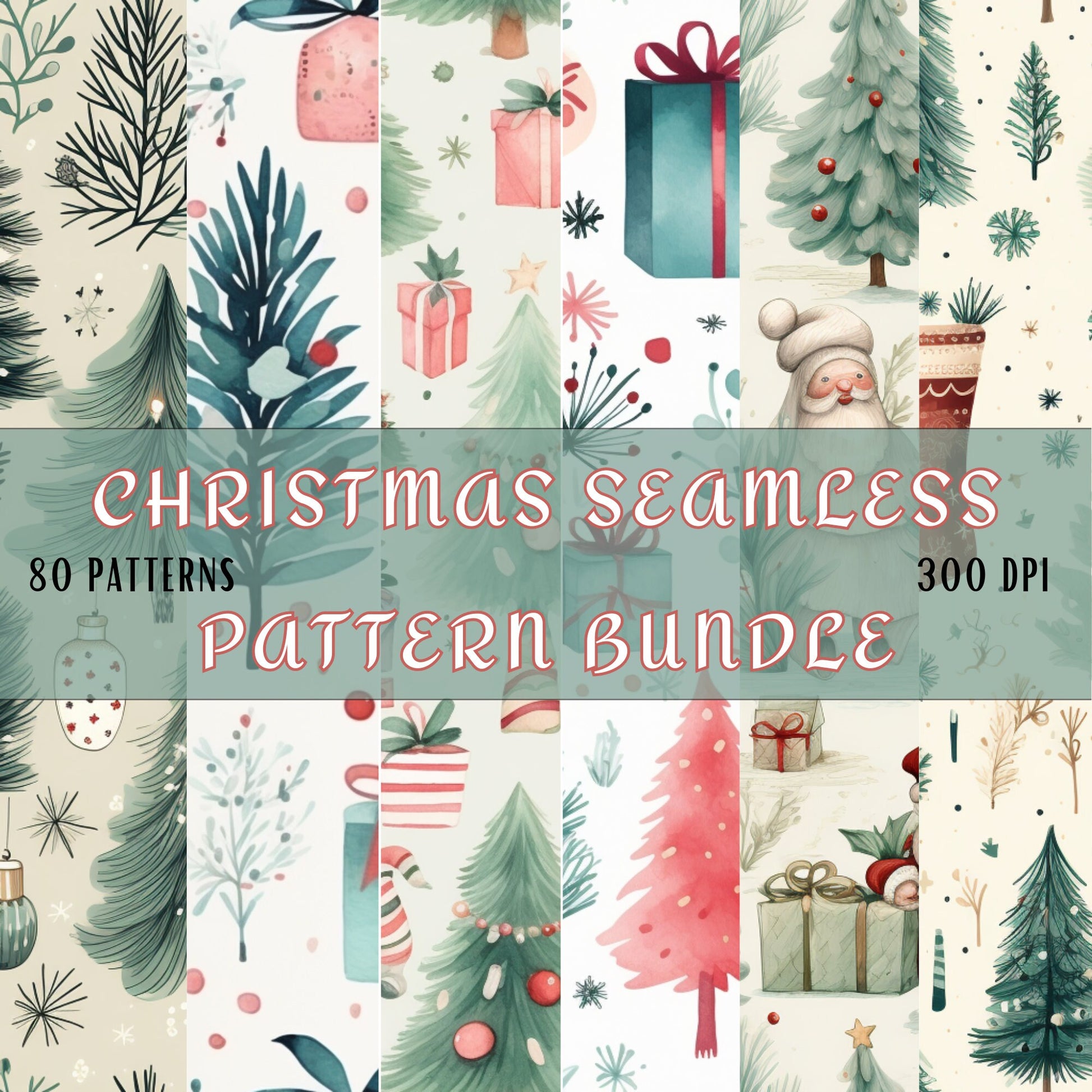 christmas seamless pattern bundle digital download