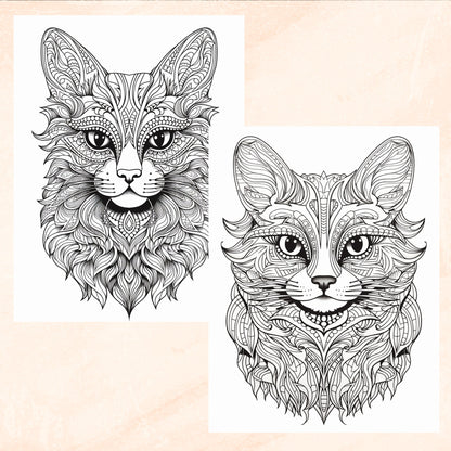 Purrfectly Zen, Mandala Style Cat Coloring Book, Digital Download