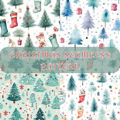 Pastel Christmas Seamless Pattern, Digital Download