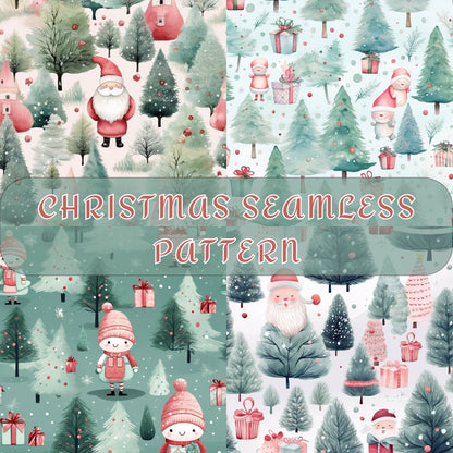 Pastel Christmas Seamless Pattern, Digital Download