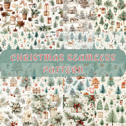 Christmas Seamless Pattern Bundle, Digital Download