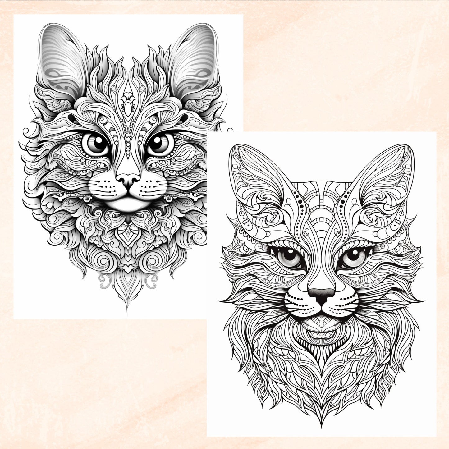 Purrfectly Zen, Mandala Style Cat Coloring Book, Digital Download