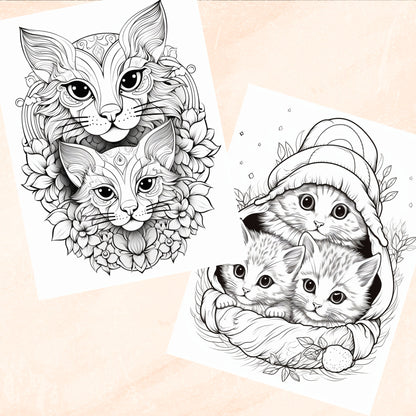 Purrfectly Zen, Mandala Style Cat Coloring Book, Digital Download