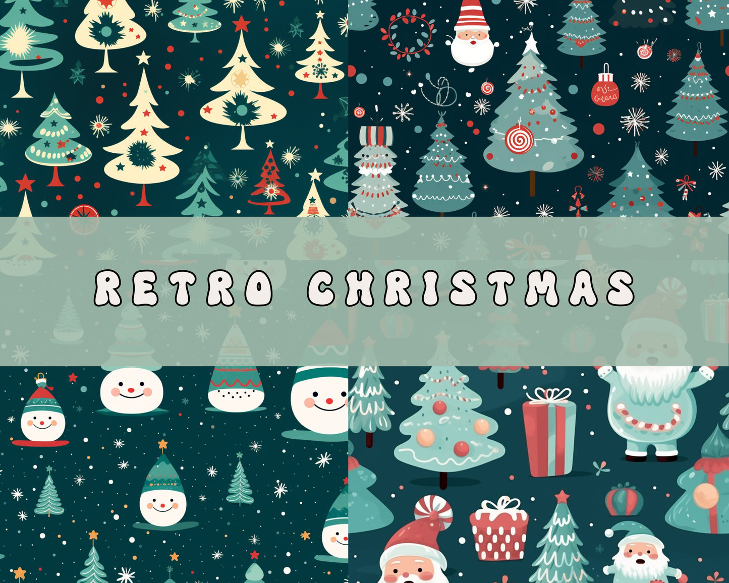 Retro Christmas Seamless Pattern, Digital Download