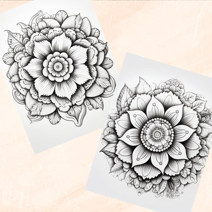 Blooming Mandalas Coloring Book, Digital Download