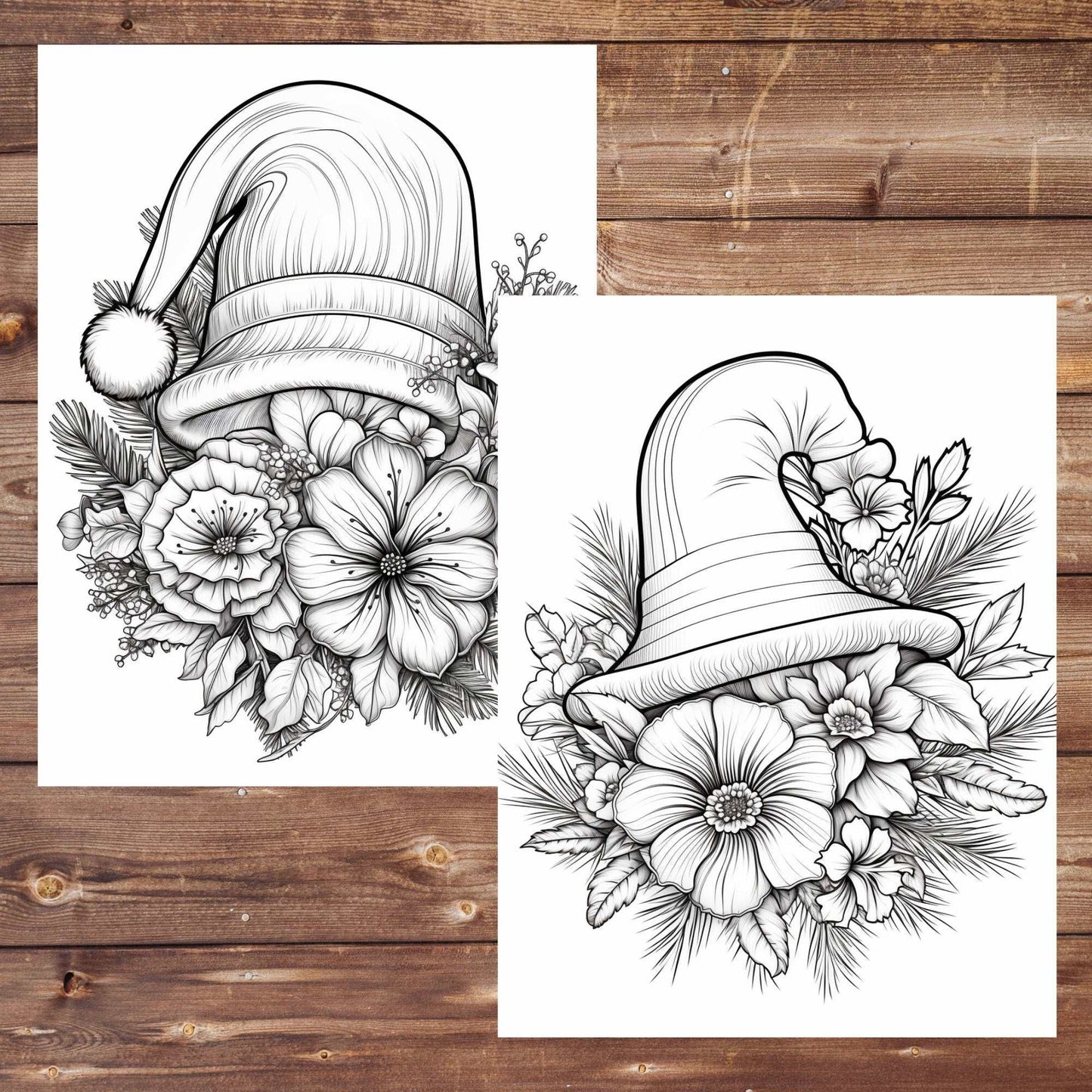 30 Hats Coloring Book, Grayscale Floral Hats Coloring Pages for Adults and Teens, Flowers, Printable PDF, Instant Download