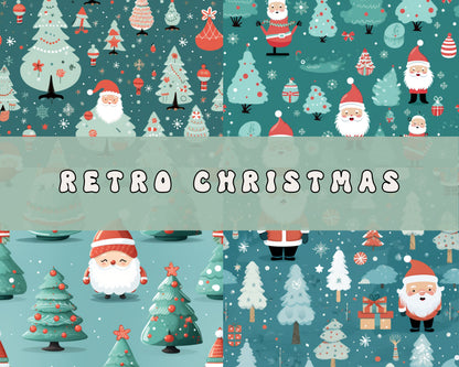 Retro Christmas Seamless Pattern, Digital Download