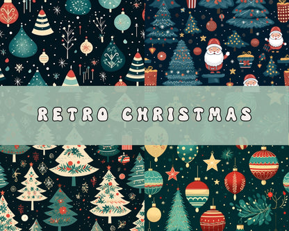 Retro Christmas Seamless Pattern, Digital Download