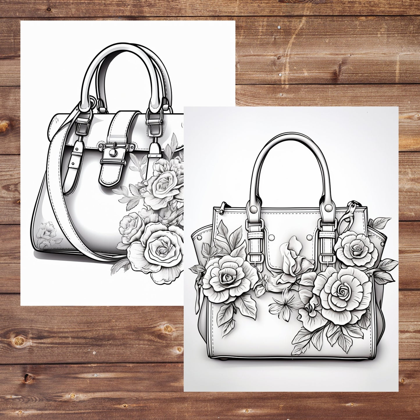 Elegant Handbags Coloring Book, Digital Download