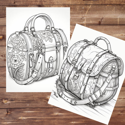 Elegant Handbags Coloring Book, Digital Download