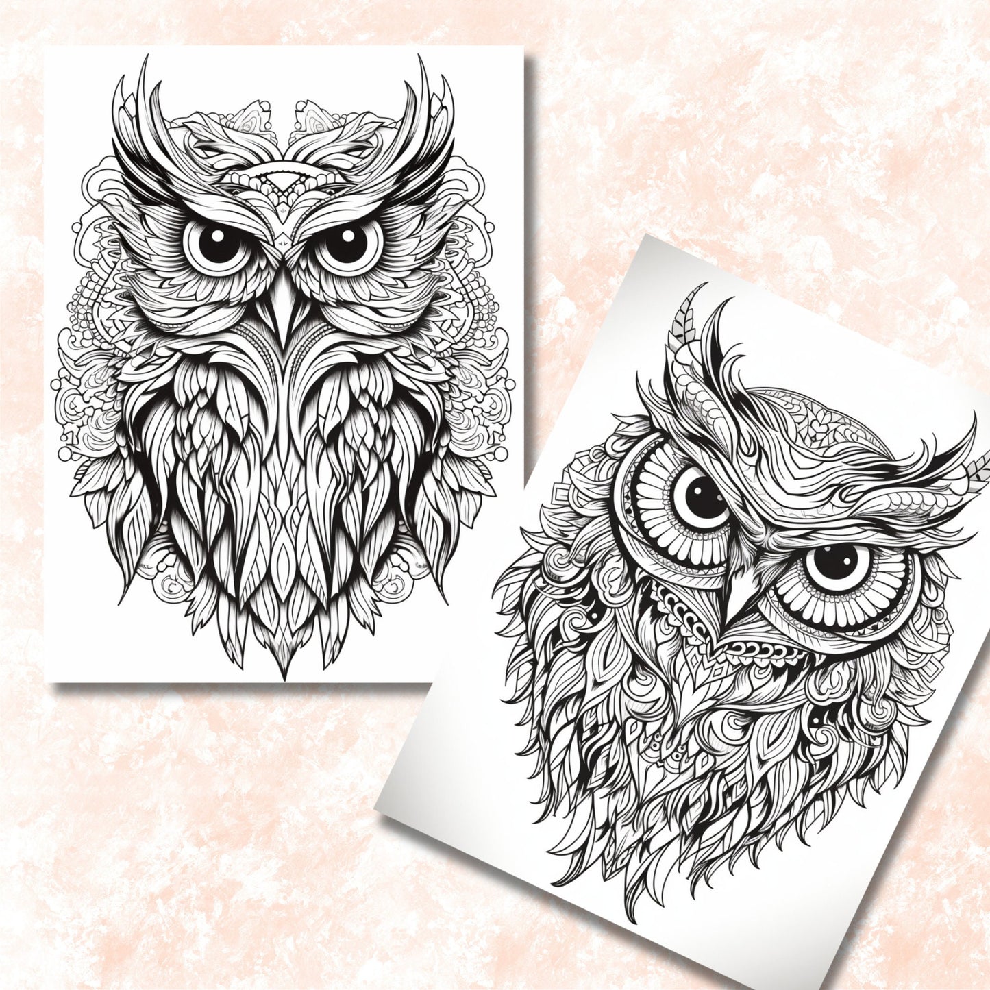 Mystical Owls Mandala Coloring Book, Digital Download