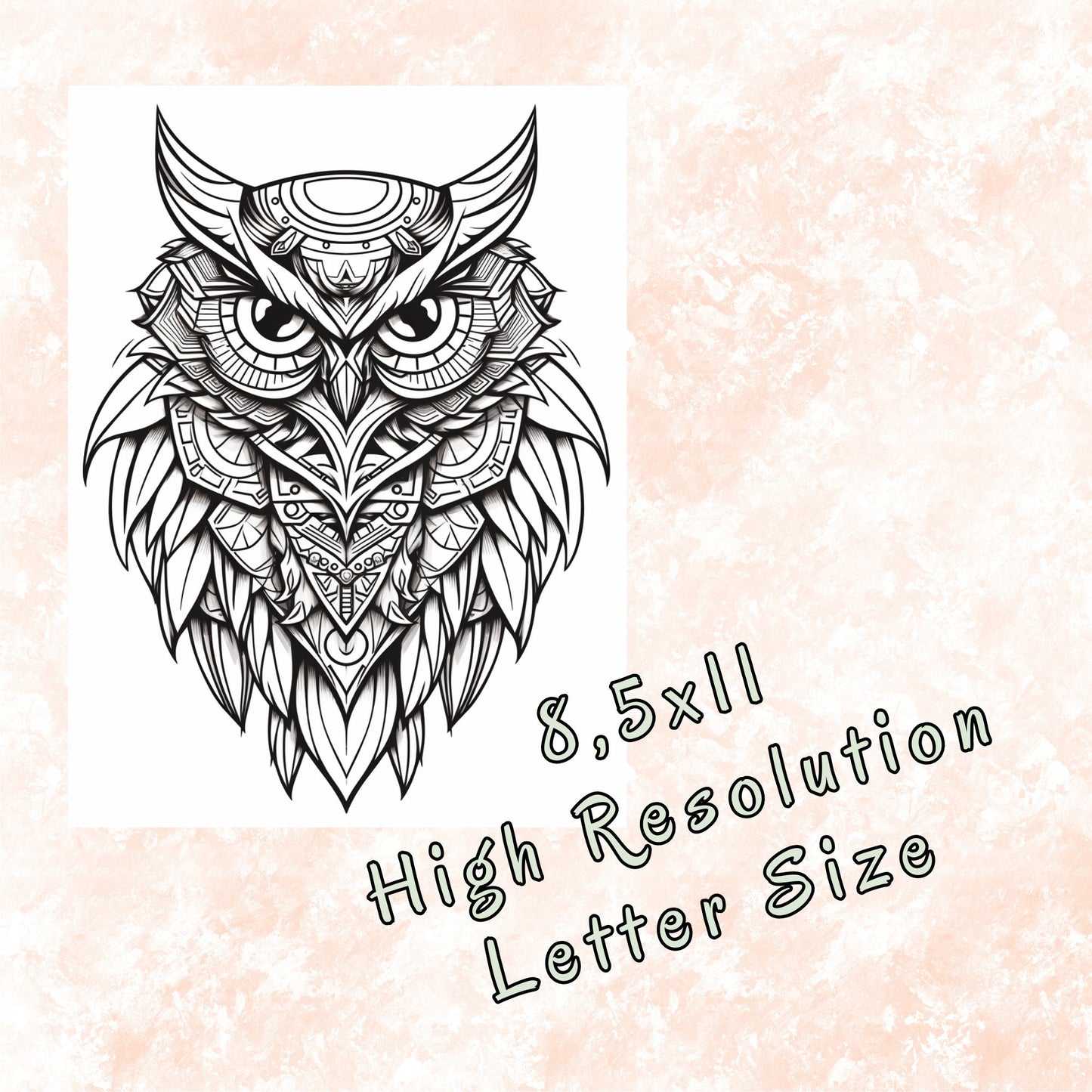 Mystical Owls Mandala Coloring Book, Digital Download