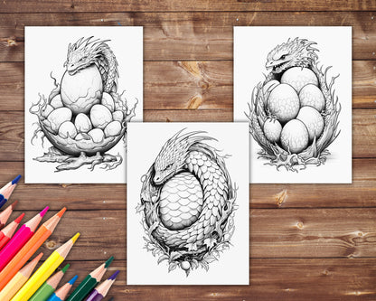 Dragon Eggs Coloring Book, Digital Download