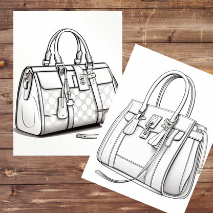 Elegant Handbags Coloring Book, Digital Download