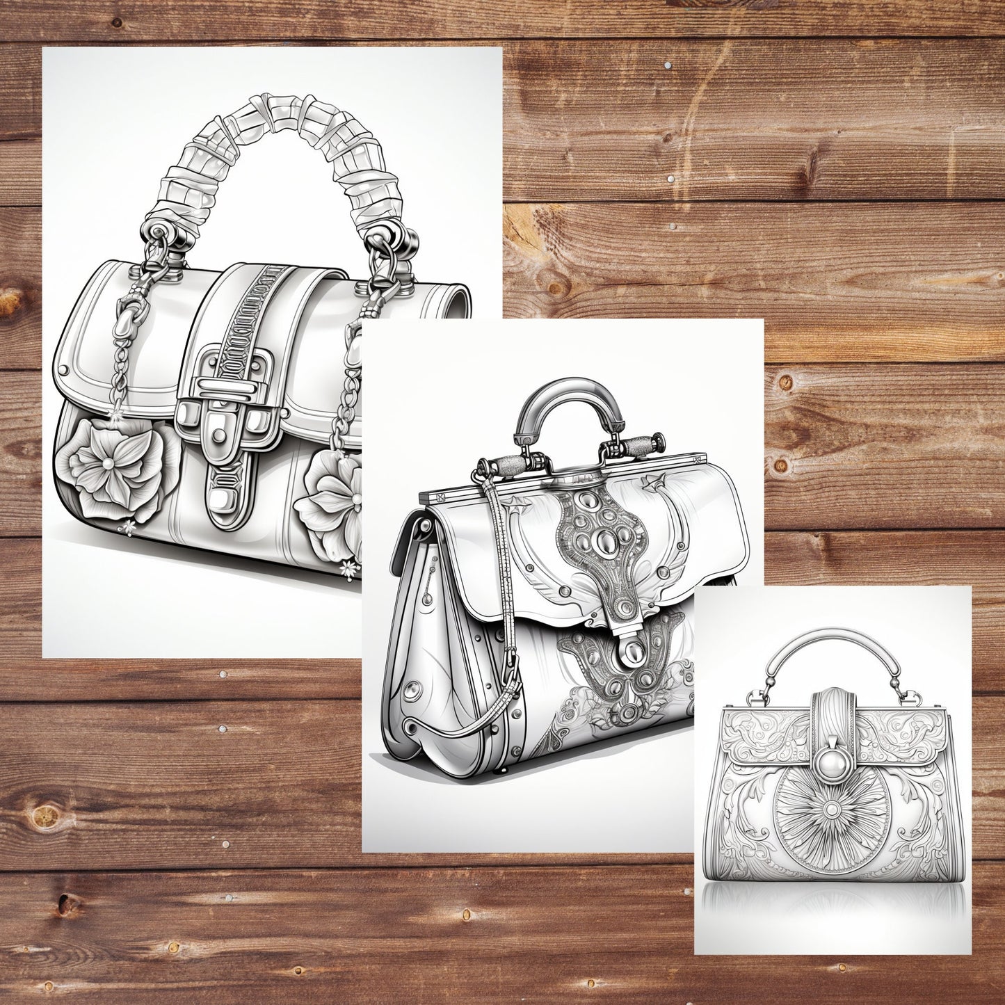 Elegant Handbags Coloring Book, Digital Download