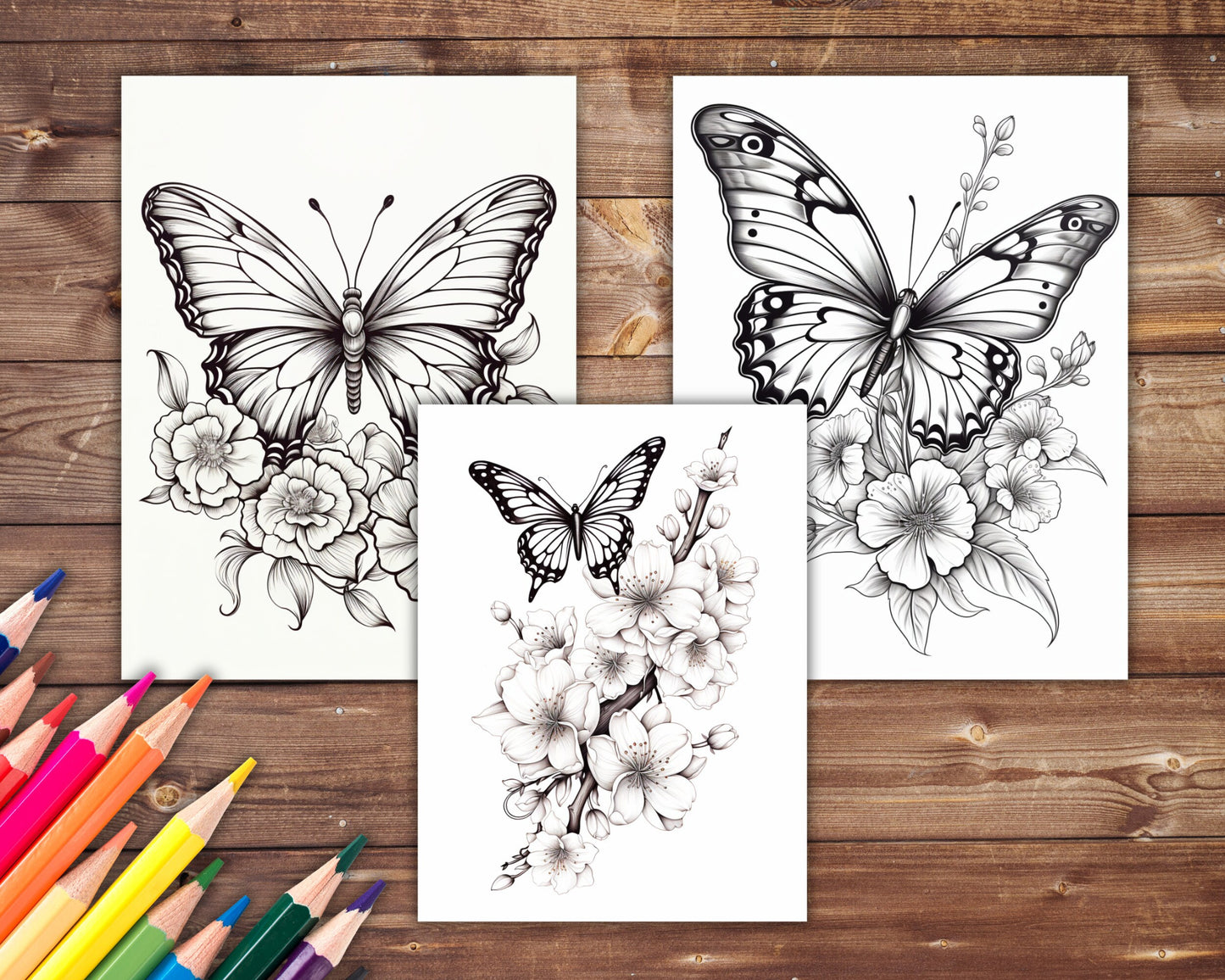 Butterfly Blooms Coloring Book, Digital Download