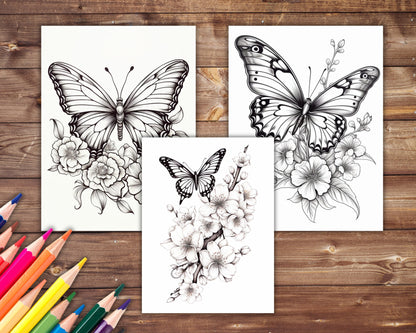 Butterfly Blooms Coloring Book, Digital Download