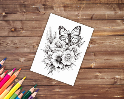 Butterfly Blooms Coloring Book, Digital Download