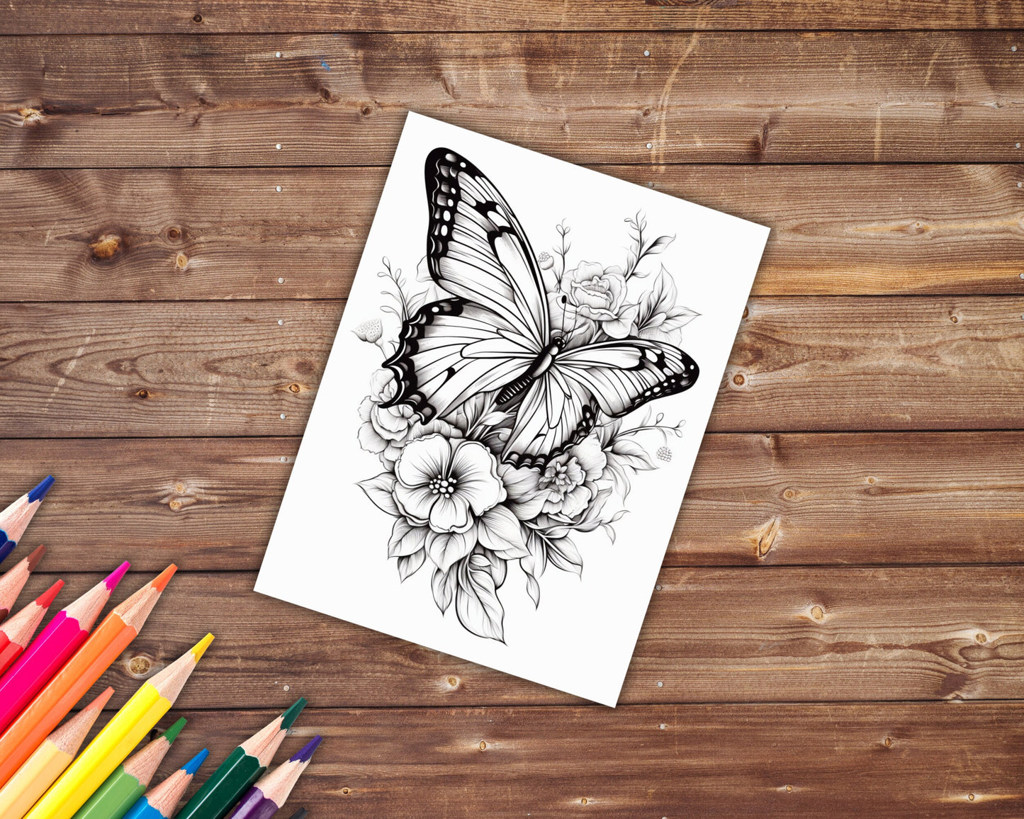 Butterfly Blooms Coloring Book, Digital Download