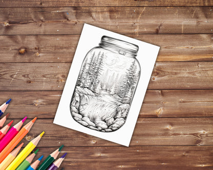 Forest in a Jar Coloring Book, Digital Download