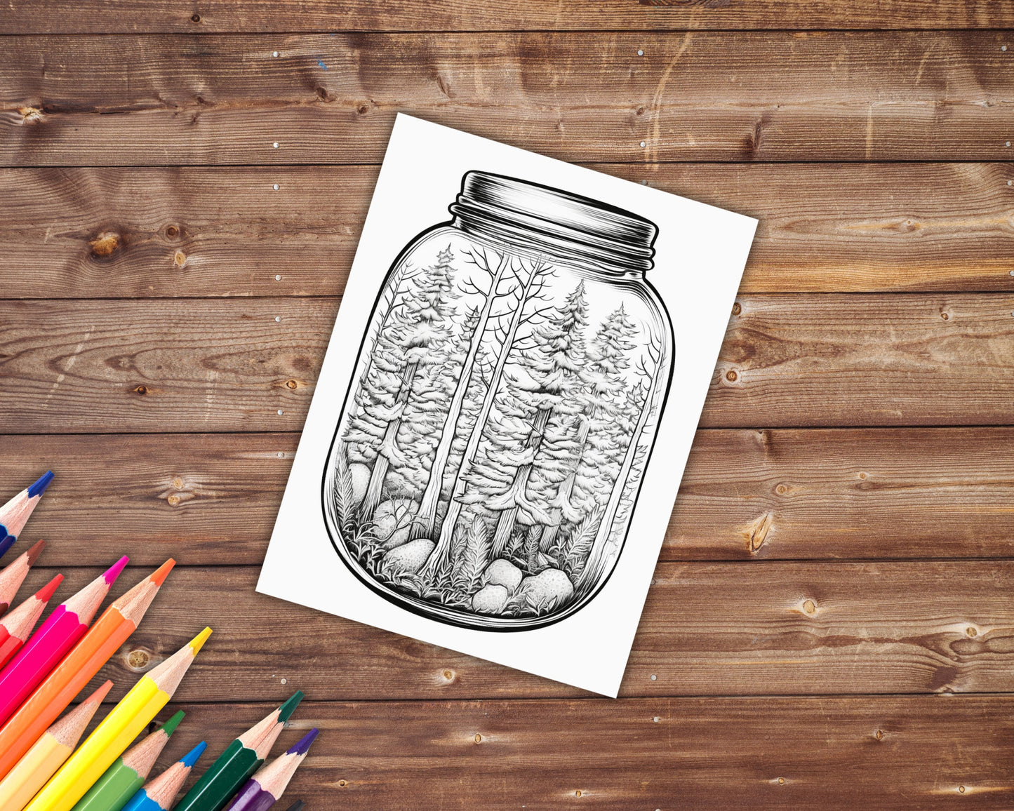 Forest in a Jar Coloring Book, Digital Download