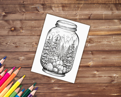 Forest in a Jar Coloring Book, Digital Download