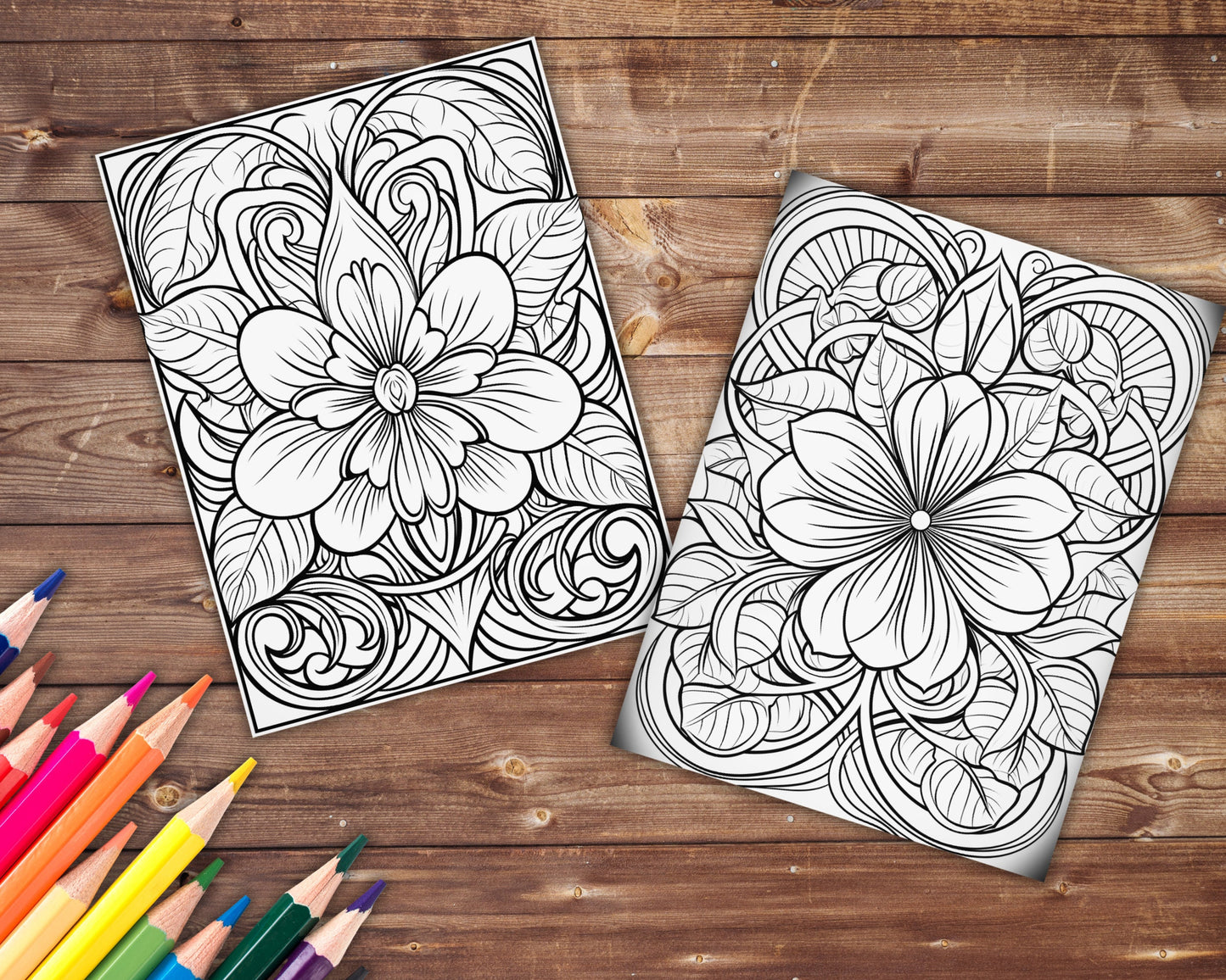 Floral Patterns Coloring Book, Digital Download