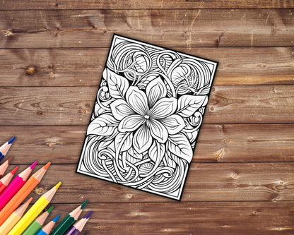 Floral Patterns Coloring Book, Digital Download