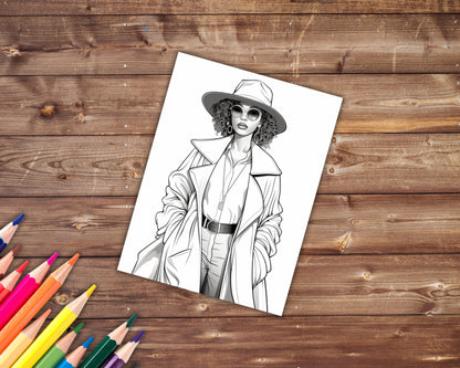 Black Queens Fashion Coloring Book, Digital Download